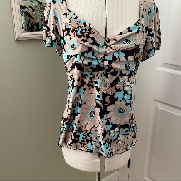 LAURA TEAL MUTI COLOUR FLORAL TOP - Picture 2 of 11